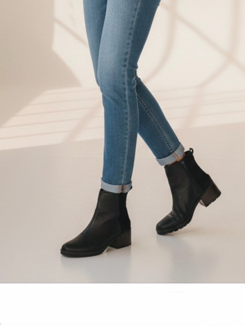 Sorel Cate leather suede block heel normcore waterproof black ankle boots 9 1/2